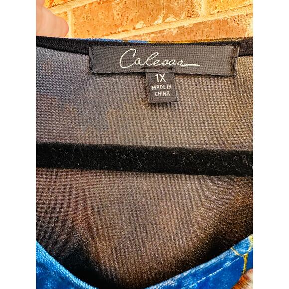 Calessa Blue Floral Patterned Long Sleeve Blouse - Picture 3 of 3